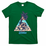 Enjoy Tropical Summer Vacation Skull T-Shirt - Green