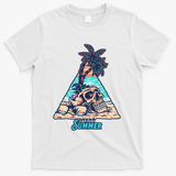 Enjoy Tropical Summer Vacation Skull T-Shirt - White