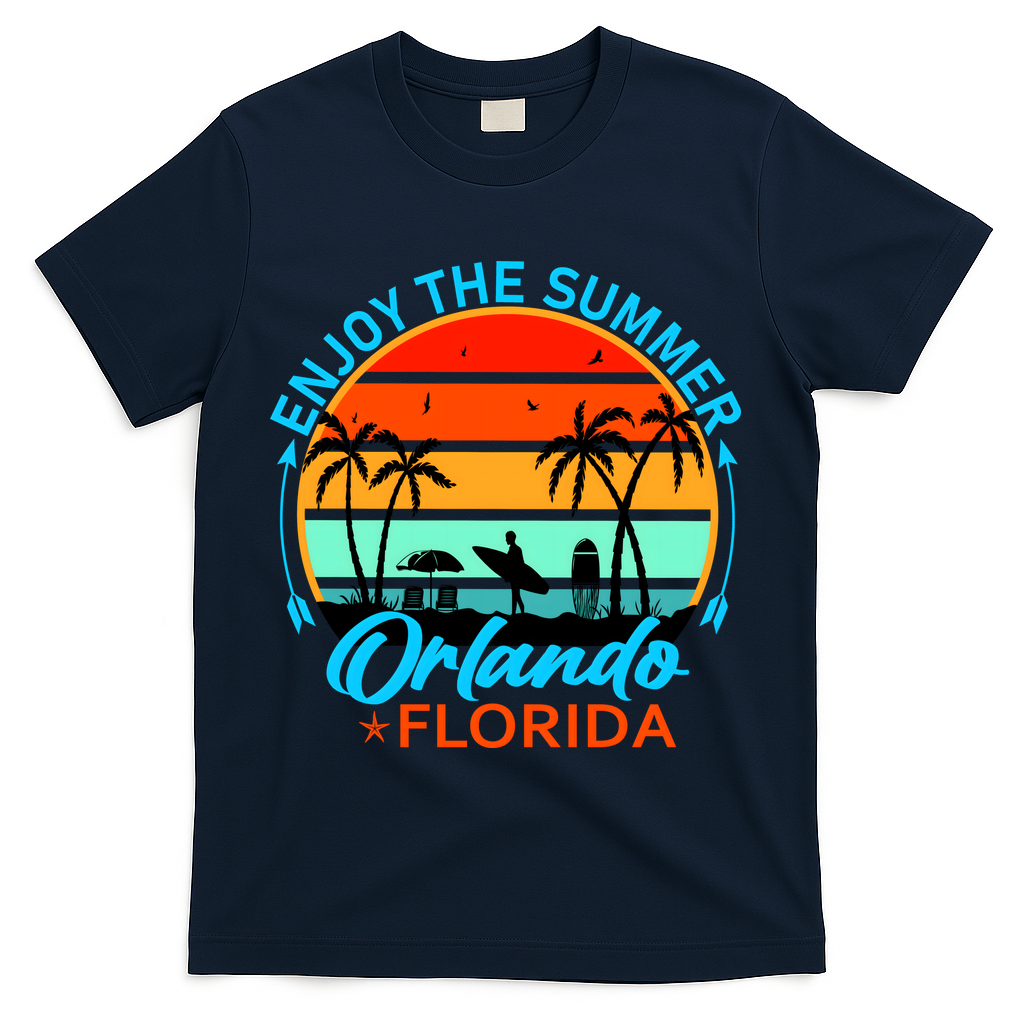 Enjoy The Summer Orlando Florida T-Shirt - Navy