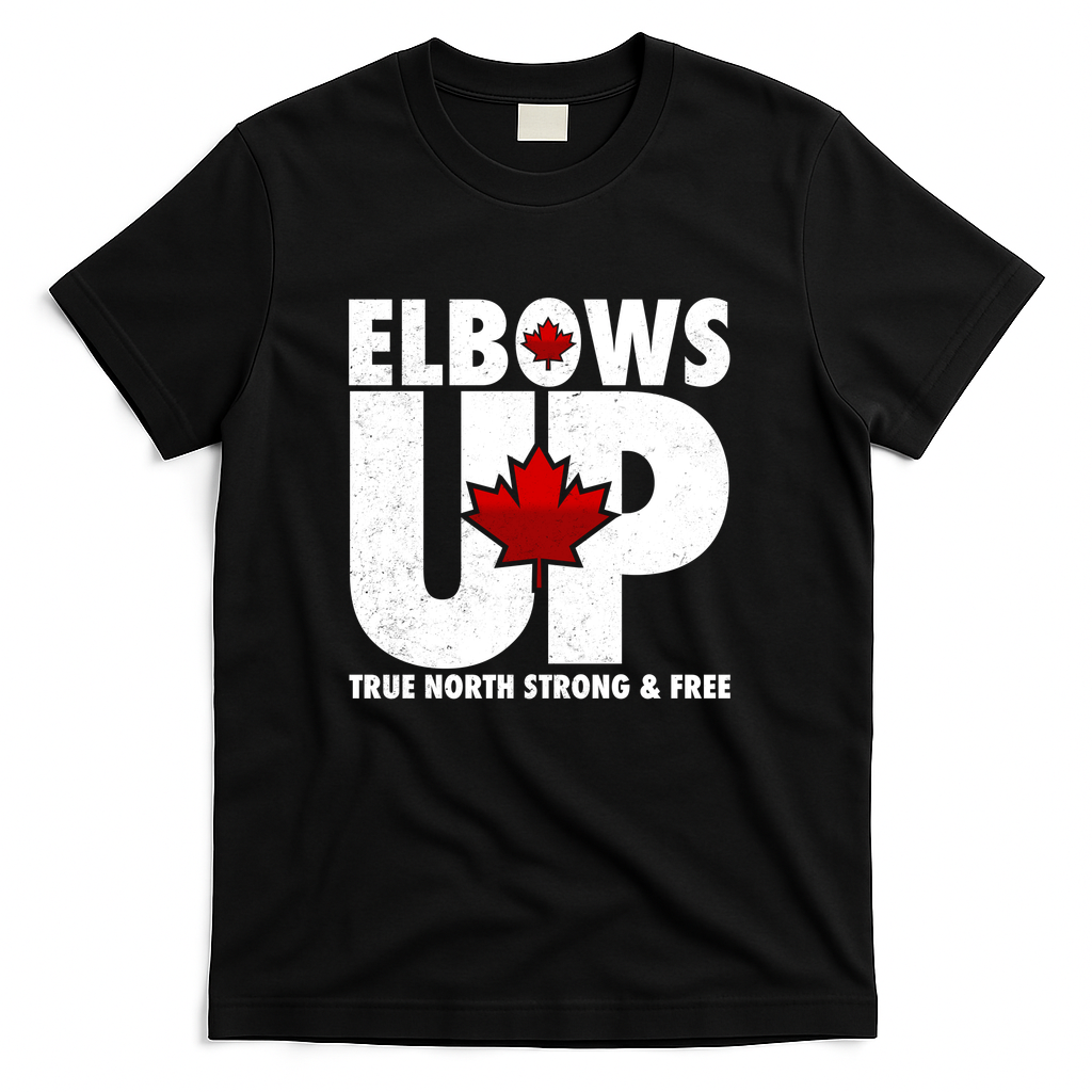 Elbows Up Canada True North Strong and Free T-Shirt - Black