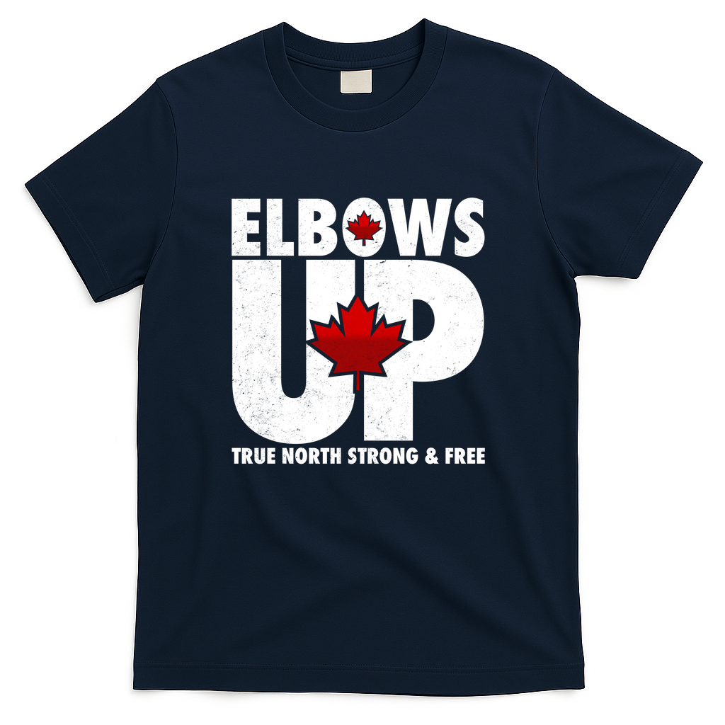 Elbows Up Canada True North Strong and Free T-Shirt - Navy
