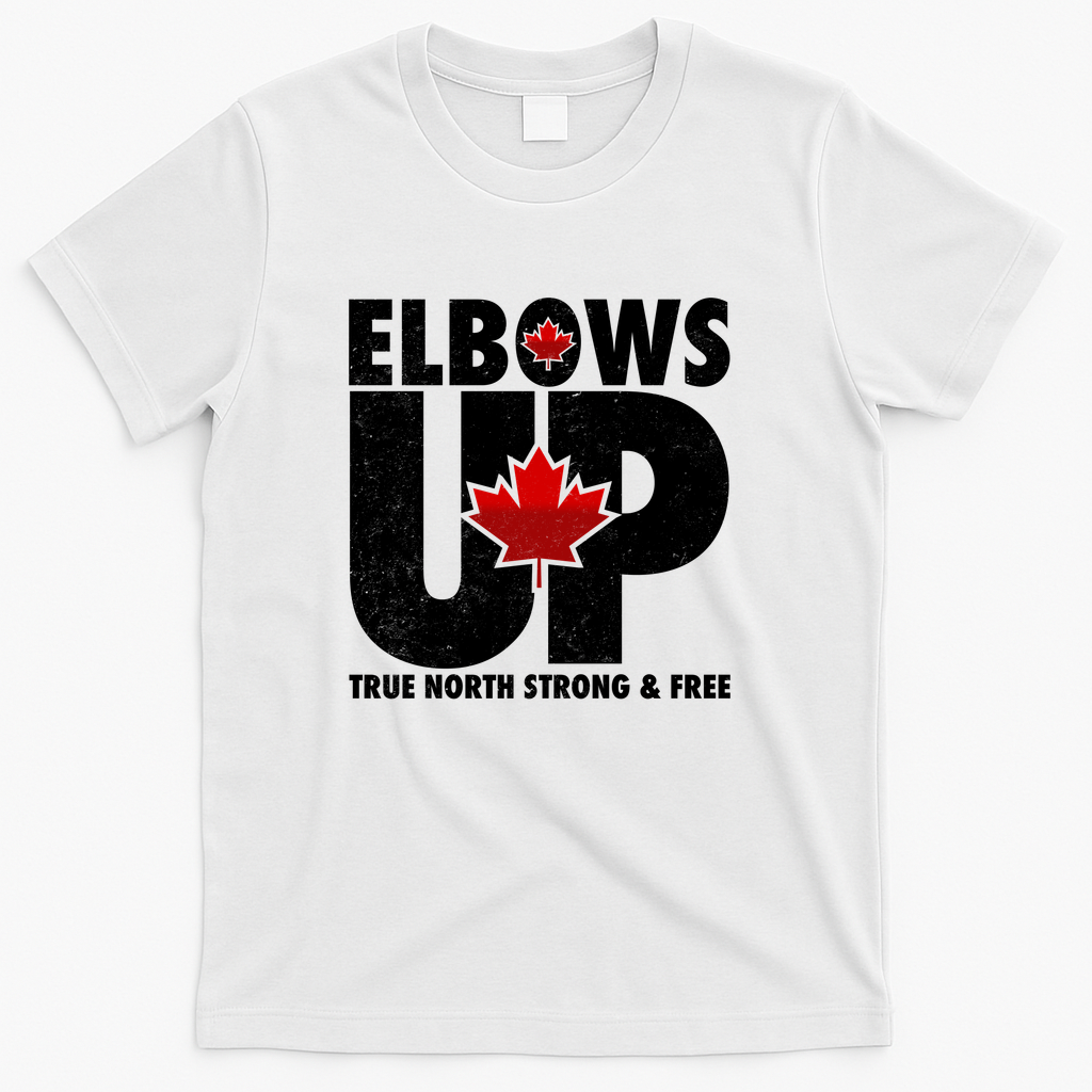 Elbows Up Canada True North Strong and Free T-Shirt - White