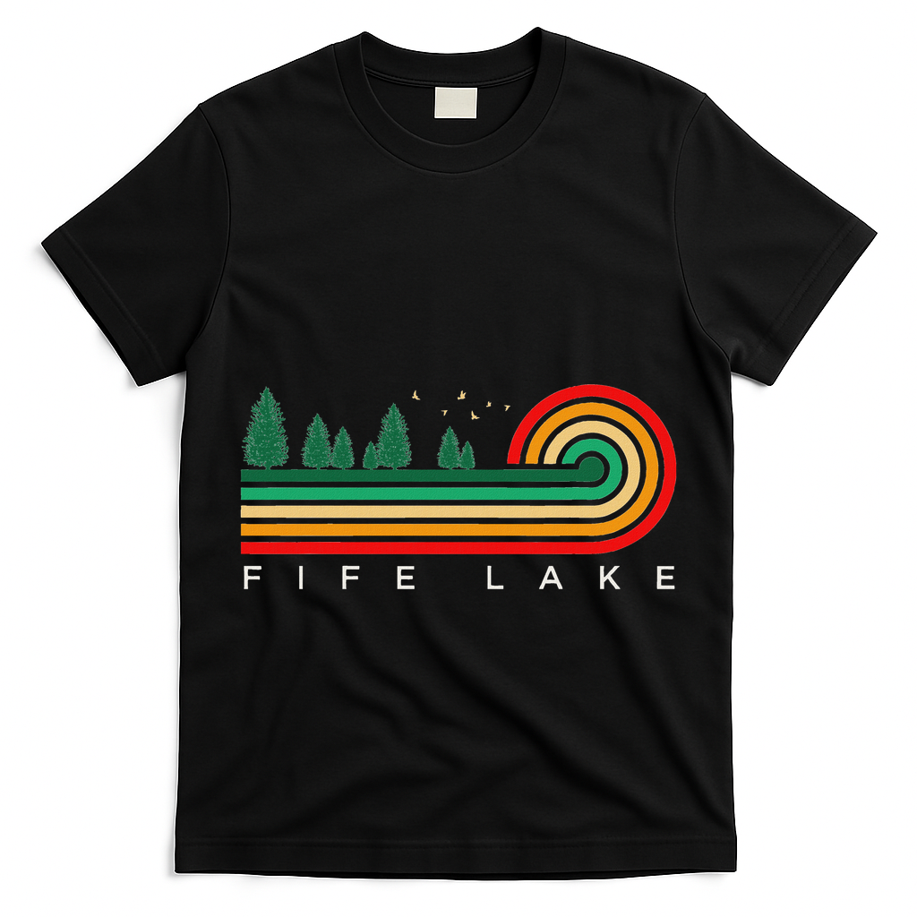 Evergreen Vintage Stripes Fife Lake Michigan T-Shirt