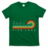 Evergreen Vintage Stripes Fife Lake Michigan T-Shirt