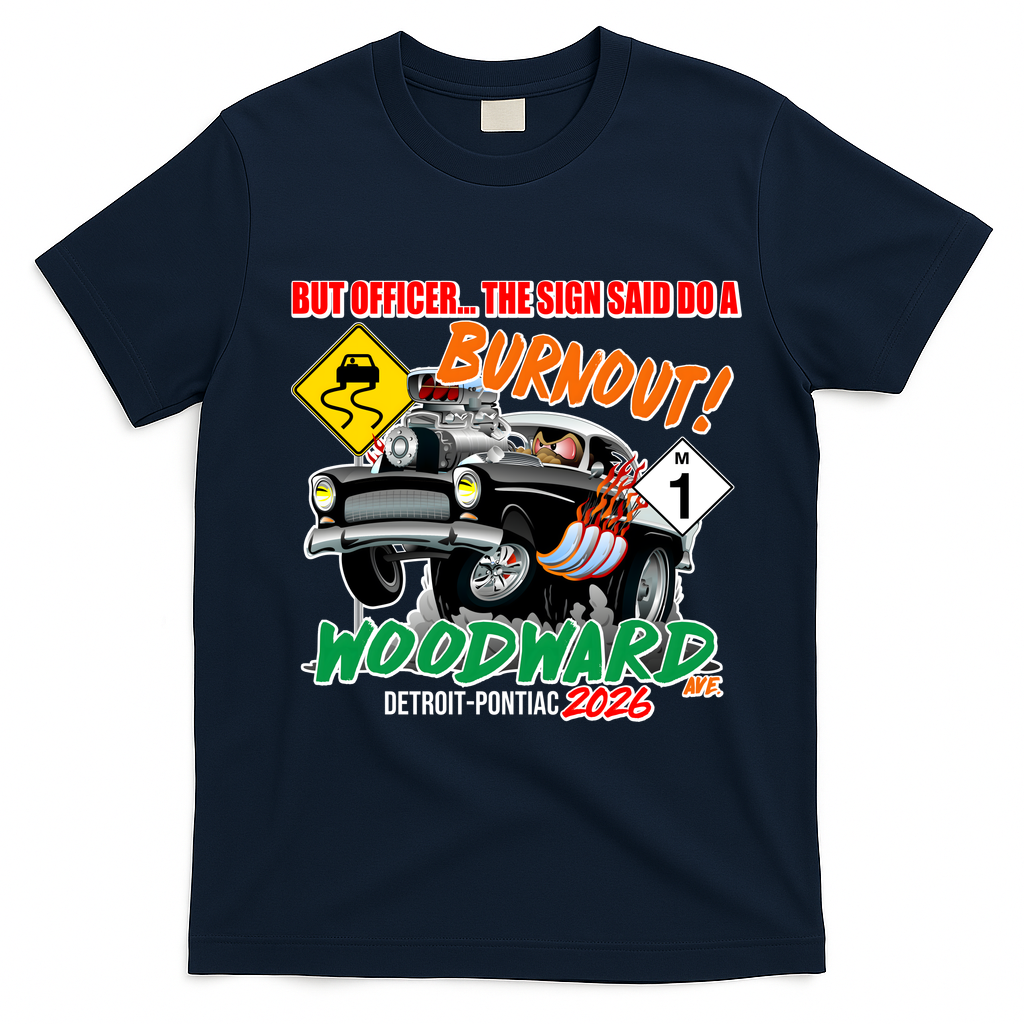Funny 2026 M1 Woodward AVE But Officer T-Shirt - Navy Blue