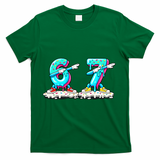 Funny 67 Meme Six Seven 6-7 Meme Ice Cream Drip T-Shirt - Green