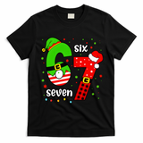 Funny 6-7 Six Seven Christmas Elf Santa Xmax 67 T-Shirt - Black