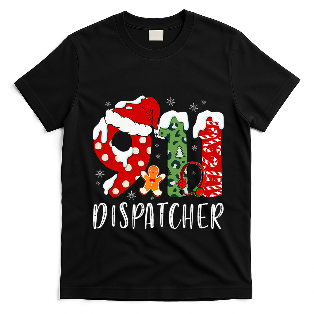 Funny 911 Dispatcher SantaS Favorite 911 Dispatcher T-Shirt - Black