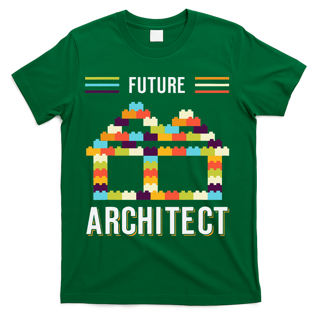 Future Architect Building Blocks Brick Gift for Cute  T-Shirt - Green