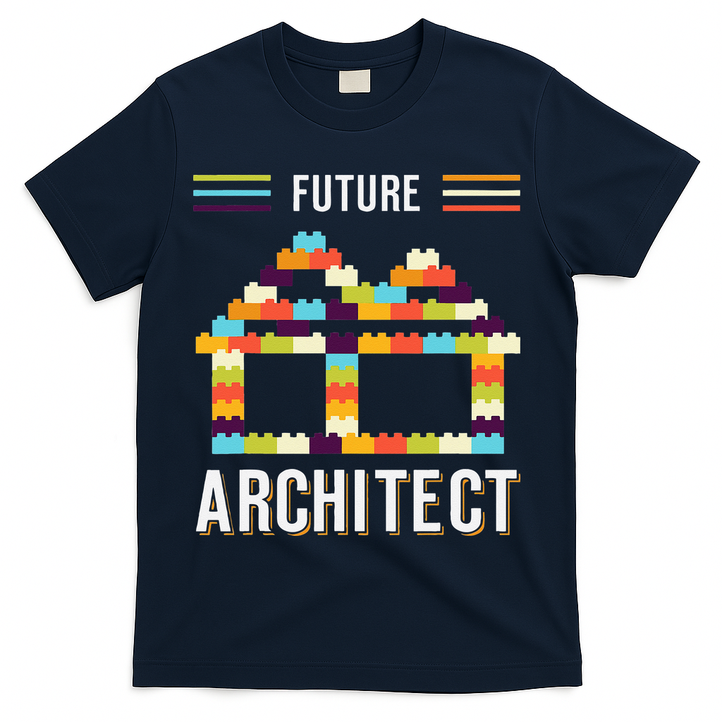 Future Architect Building Blocks Brick Gift for Cute  T-Shirt - Navy
