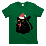 Funny Anti Christmas Drinking Grumpy Cat Flipping Bird T-Shirt - Irish Green