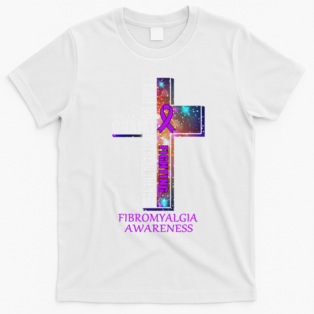 Fibromyalgia Awareness Christmas Gif T-Shirt - White