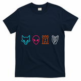 Fox Alien Castle Harp Mystic Icons Emblem T-Shirt - Navy