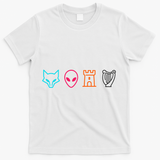 Fox Alien Castle Harp Mystic Icons Emblem T-Shirt - White
