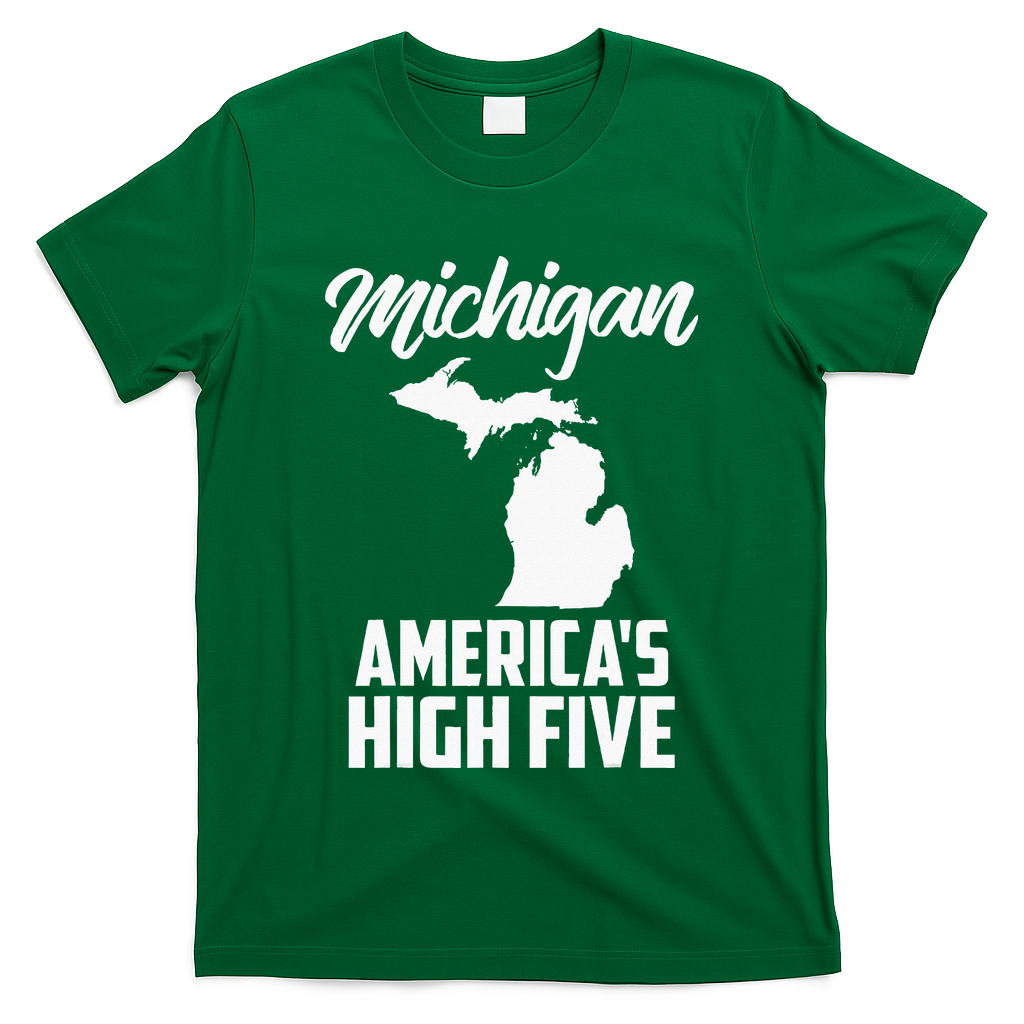 Funny Americas High Five State Of Michigan Gift Men Women T-Shirt