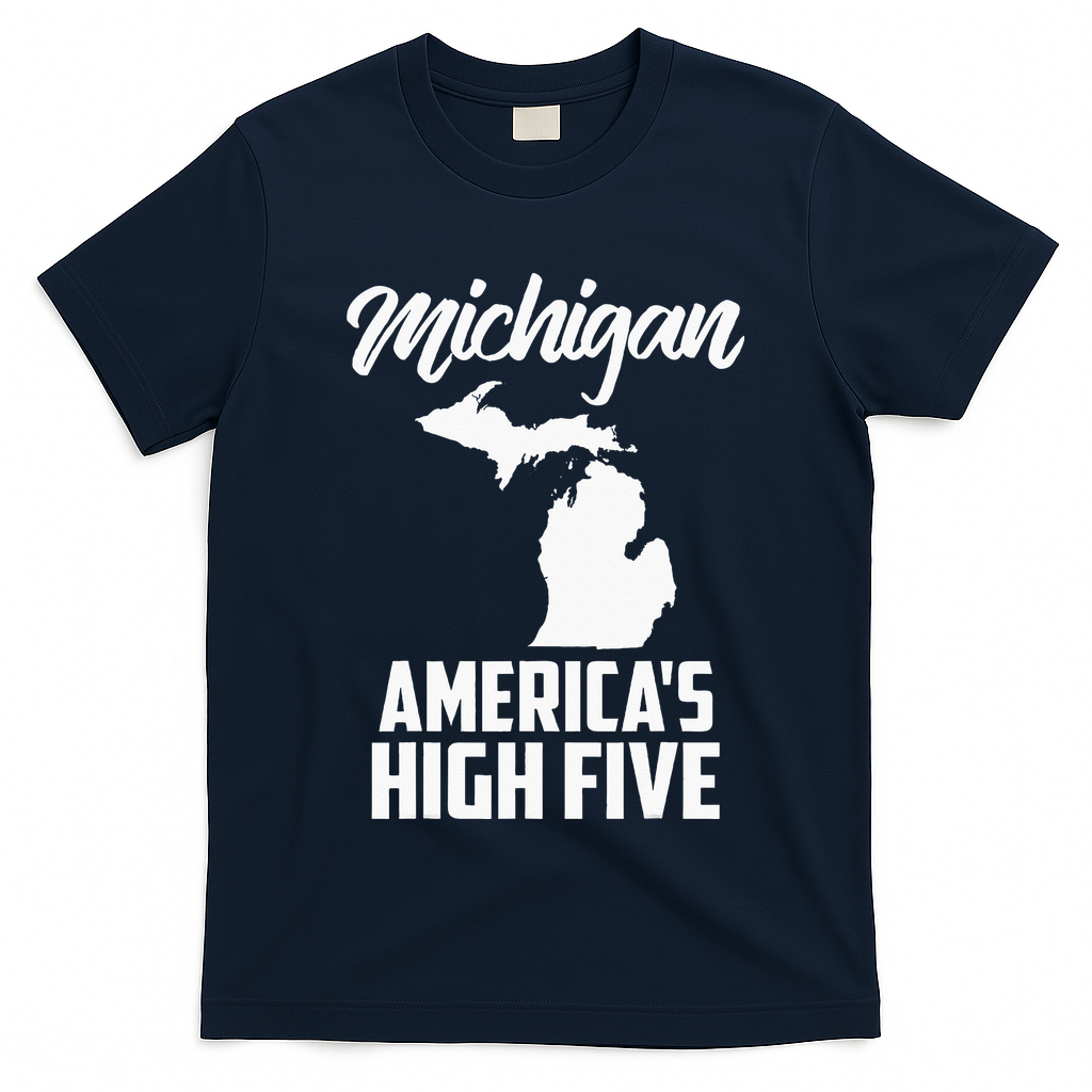 Funny Americas High Five State Of Michigan Gift Men Women T-Shirt