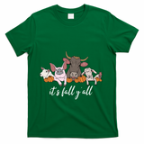Farm Animals ItS Fall YAll Pumpkins Autumn Halloween Gift T-Shirt - Green
