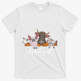 Farm Animals ItS Fall YAll Pumpkins Autumn Halloween Gift T-Shirt - White