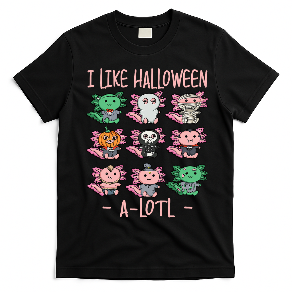 Funny Axolotl I Like Halloween A-Lotl Axolotl Costume T-Shirt - Black