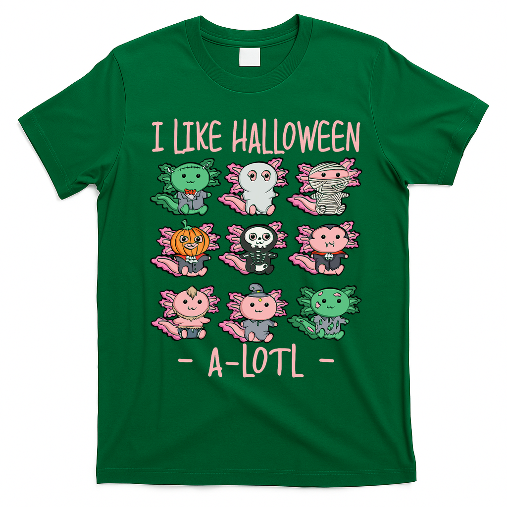 Funny Axolotl I Like Halloween A-Lotl Axolotl Costume T-Shirt - Irish Green