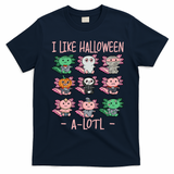 Funny Axolotl I Like Halloween A-Lotl Axolotl Costume T-Shirt - Navy Blue
