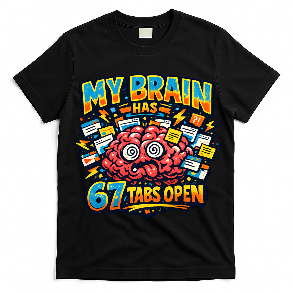 Funny ADHD Internet Humor My Brain Has 67 Tabs Open T-Shirt