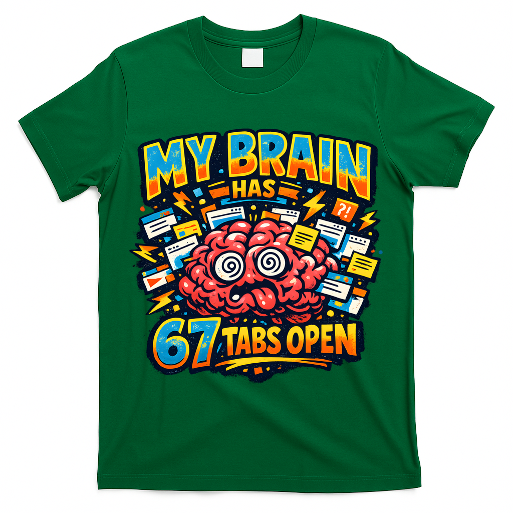 Funny ADHD Internet Humor My Brain Has 67 Tabs Open T-Shirt