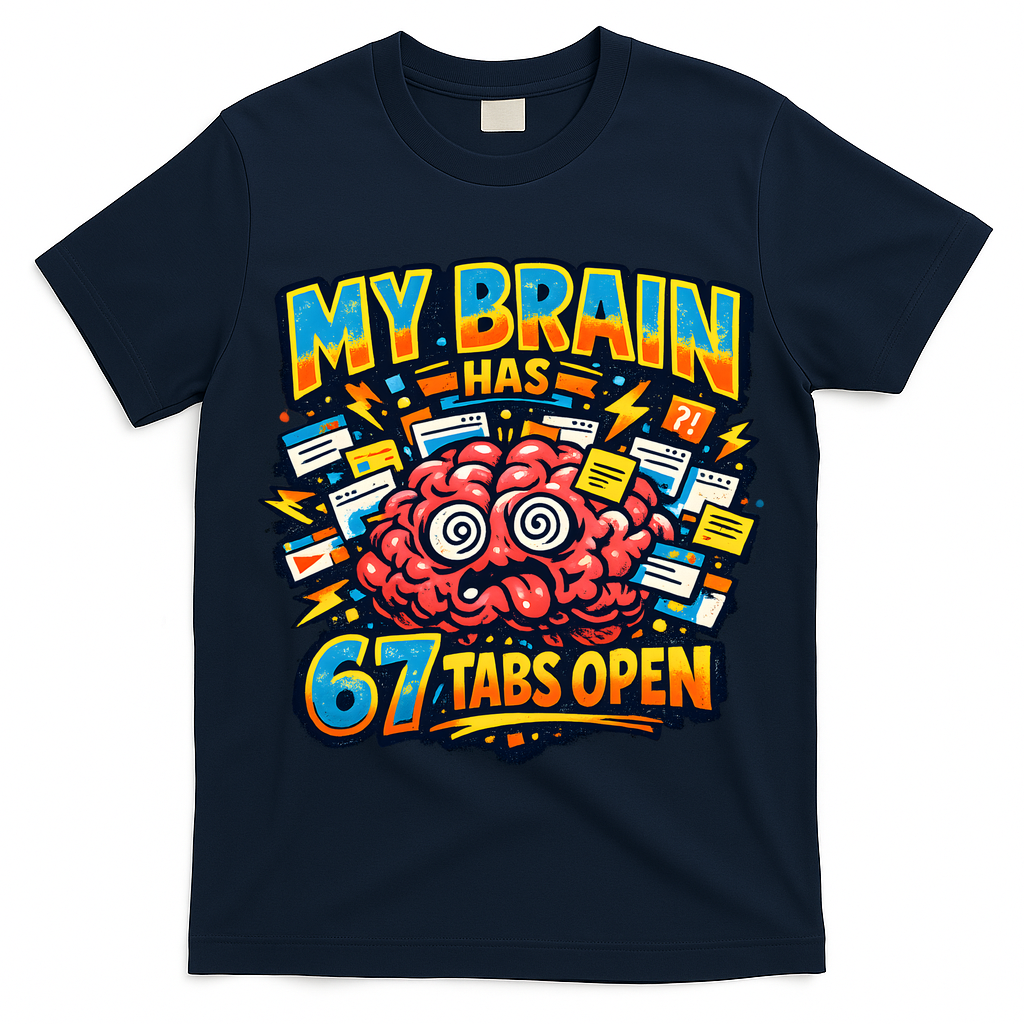 Funny ADHD Internet Humor My Brain Has 67 Tabs Open T-Shirt