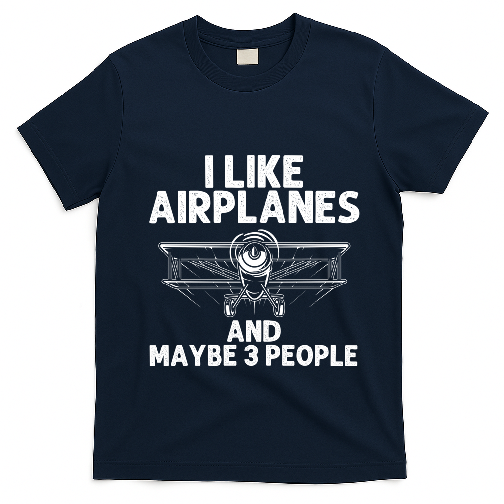 Funny Airplane Novelty Plane Aviation Pilot Gift T-Shirt - Navy Blue