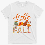 Fall Autumn Seasonal Wear Tis The Season Hello Fall Gift T-Shirt - White