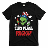 Funny Alien Uncle Sam Rocks Fireworks Party Gift T-Shirt - Black