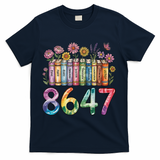 Floral Bookshelf 8647 Inclusion And Love Teacher T-Shirt - Navy