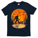 Funny Bigfoot and Wiener Dog Halloween Costume T-Shirt - Navy Blue