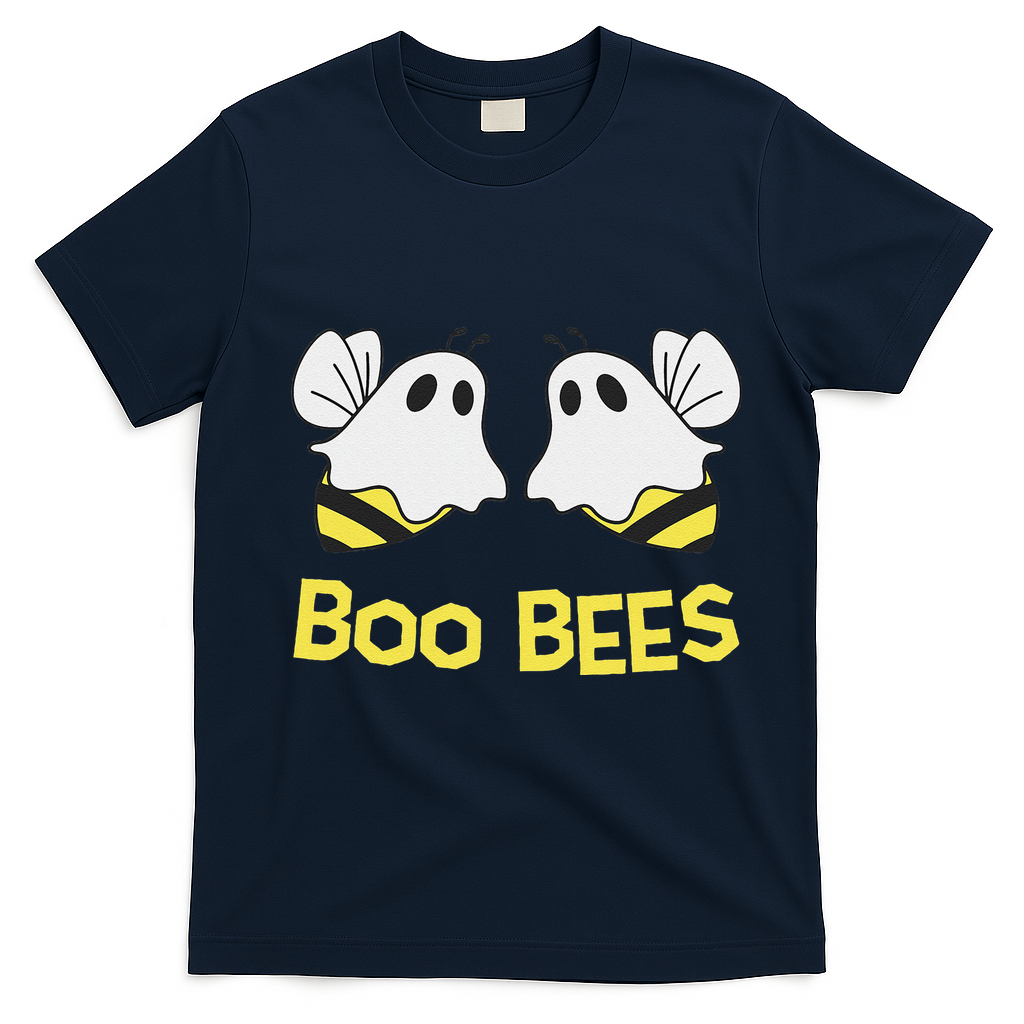 Funny Boo Bees Couples Halloween Cool T-Shirt - Navy Blue