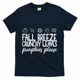Fall Breeze Crunchy Leaves Pumpkins Please T-Shirt - Navy