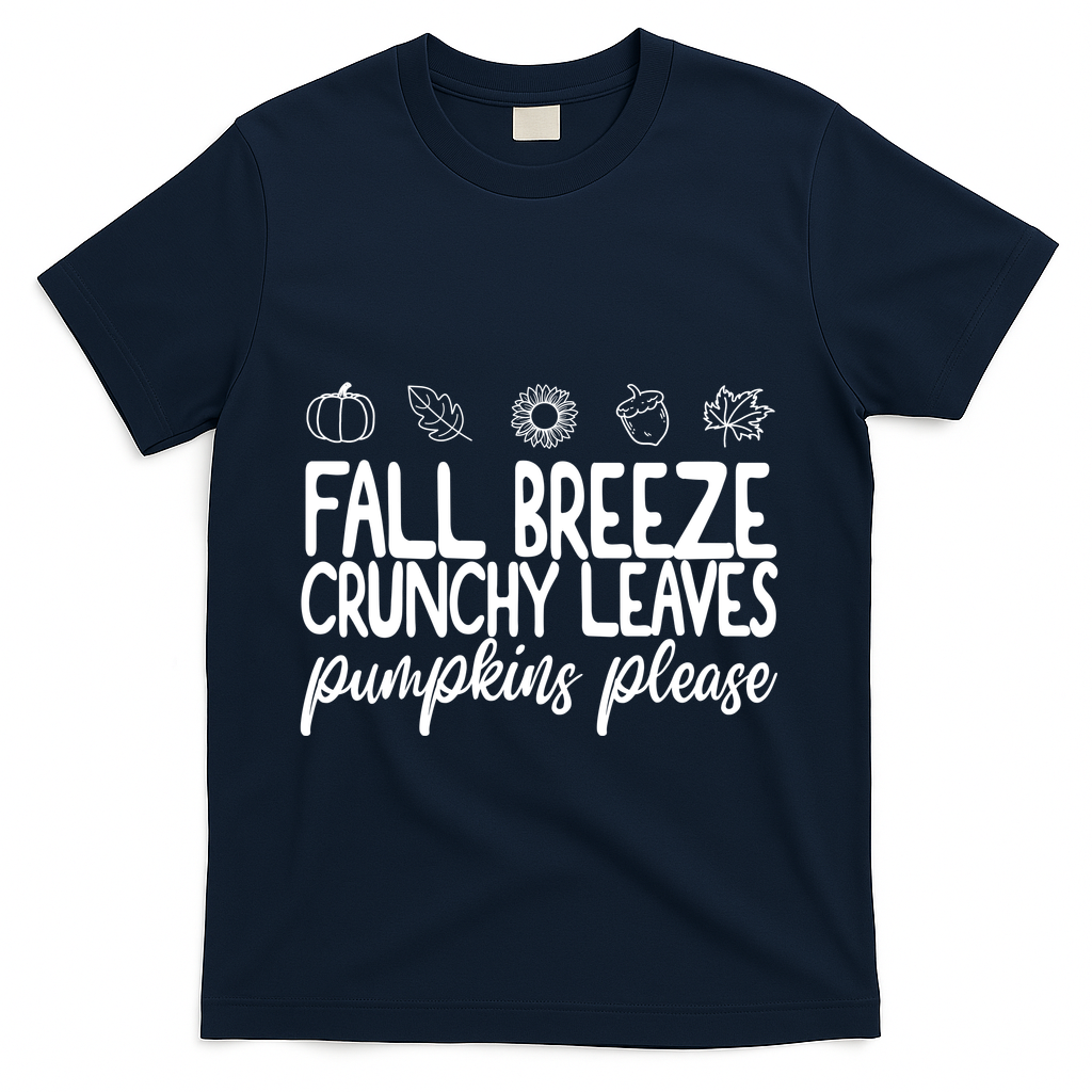 Fall Breeze Crunchy Leaves Pumpkins Please T-Shirt - Navy