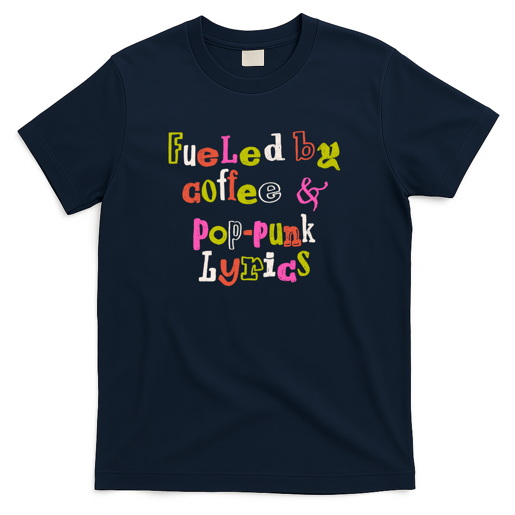 Fueled by Coffee & Pop-Punk Lyrics Colorful - Navy
