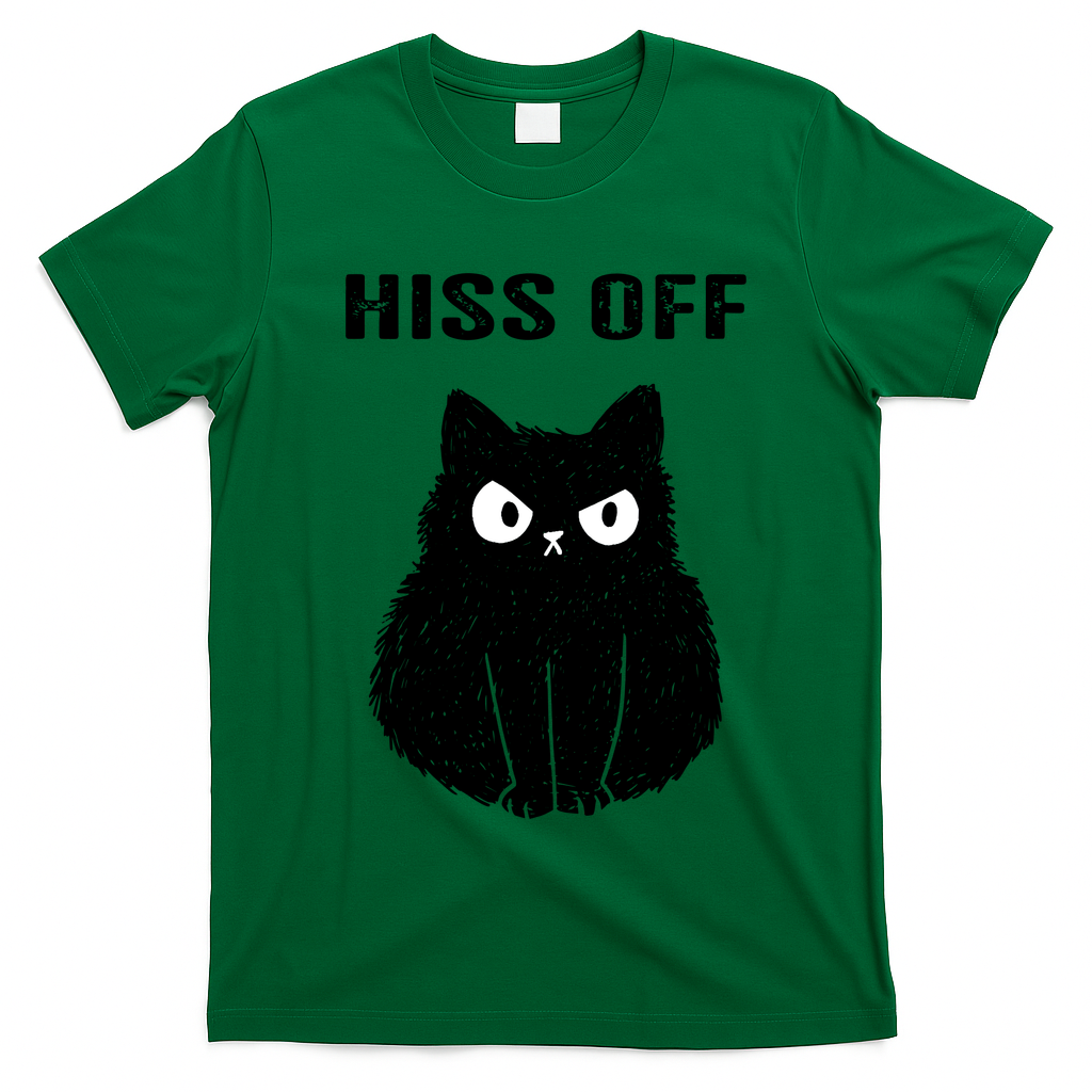 Funny Black Cat Hiss Off Meow Cat T-Shirt