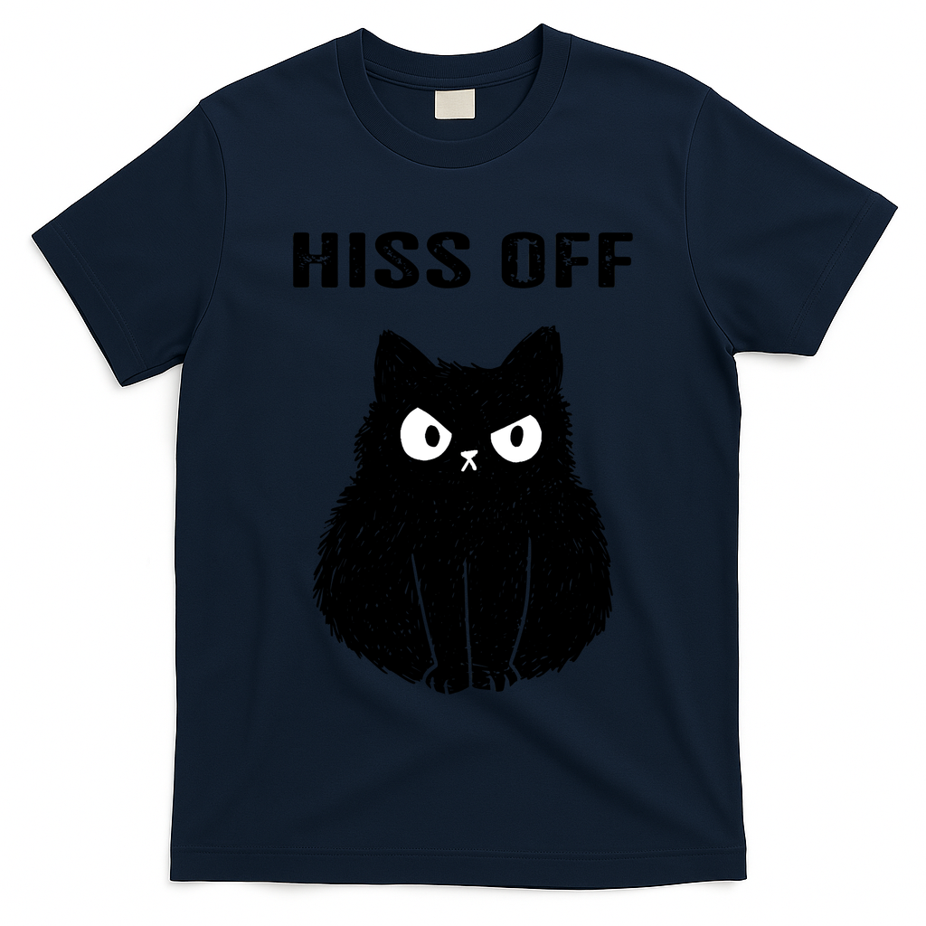 Funny Black Cat Hiss Off Meow Cat T-Shirt