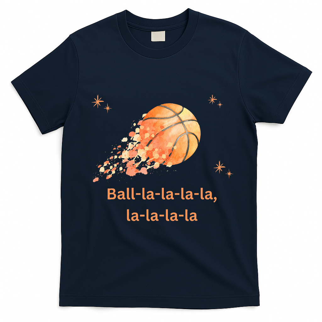 Funny Basketball Christmas Xmas Holiday Hoops Ball La La T-Shirt - Navy Blue
