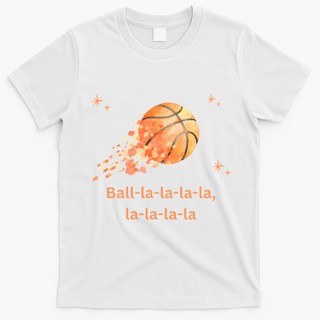 Funny Basketball Christmas Xmas Holiday Hoops Ball La La T-Shirt - White