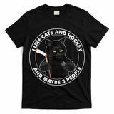 Funny Black Cat I Like Cats And Hockey And Maybe 3 People Gift T-Shirt