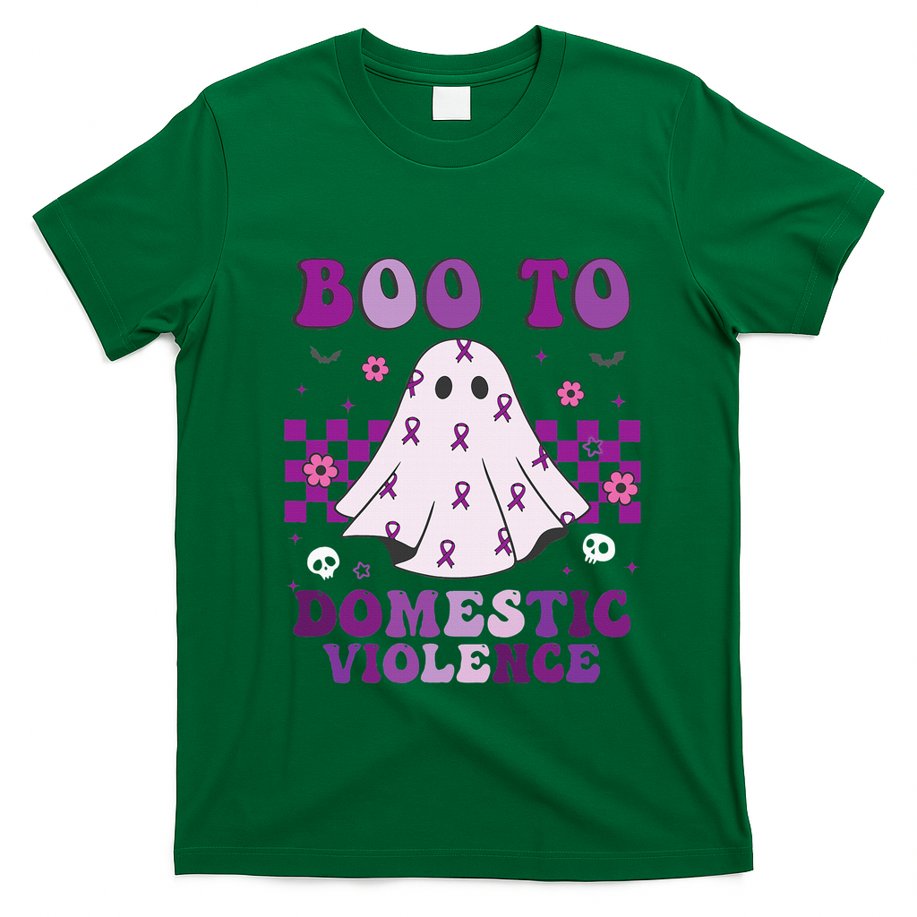 funny Boo Domestic Violence Awareness T-Shirt - Irish Green