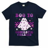 funny Boo Domestic Violence Awareness T-Shirt - Navy Blue