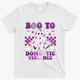 funny Boo Domestic Violence Awareness T-Shirt - White