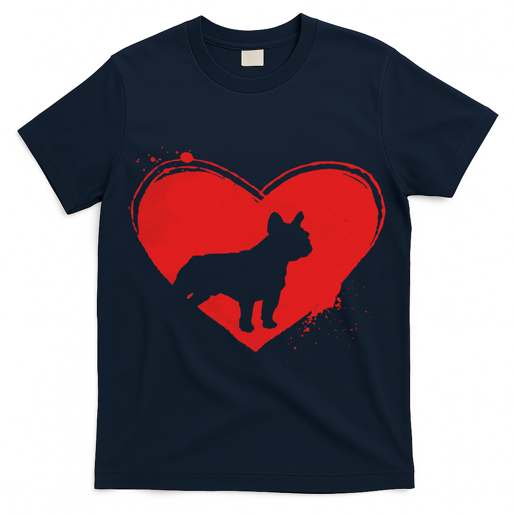 French Bulldog Dog Heart Shape Valentine Dog Lovers T-Shirt