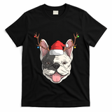 French Bulldog Dog Santa Claus Hat Christmas Xmas Reindeer Cool Gift T-Shirt - Black