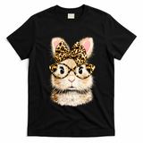 Funny Bunny Face Glasses Leopard Rabbit Easter T-Shirt