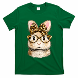 Funny Bunny Face Glasses Leopard Rabbit Easter T-Shirt