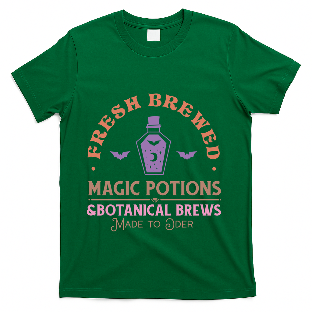 Fresh Brewed Halloween Witch Sign Witchy Mystical Magical Cute Gift T-Shirt - Green